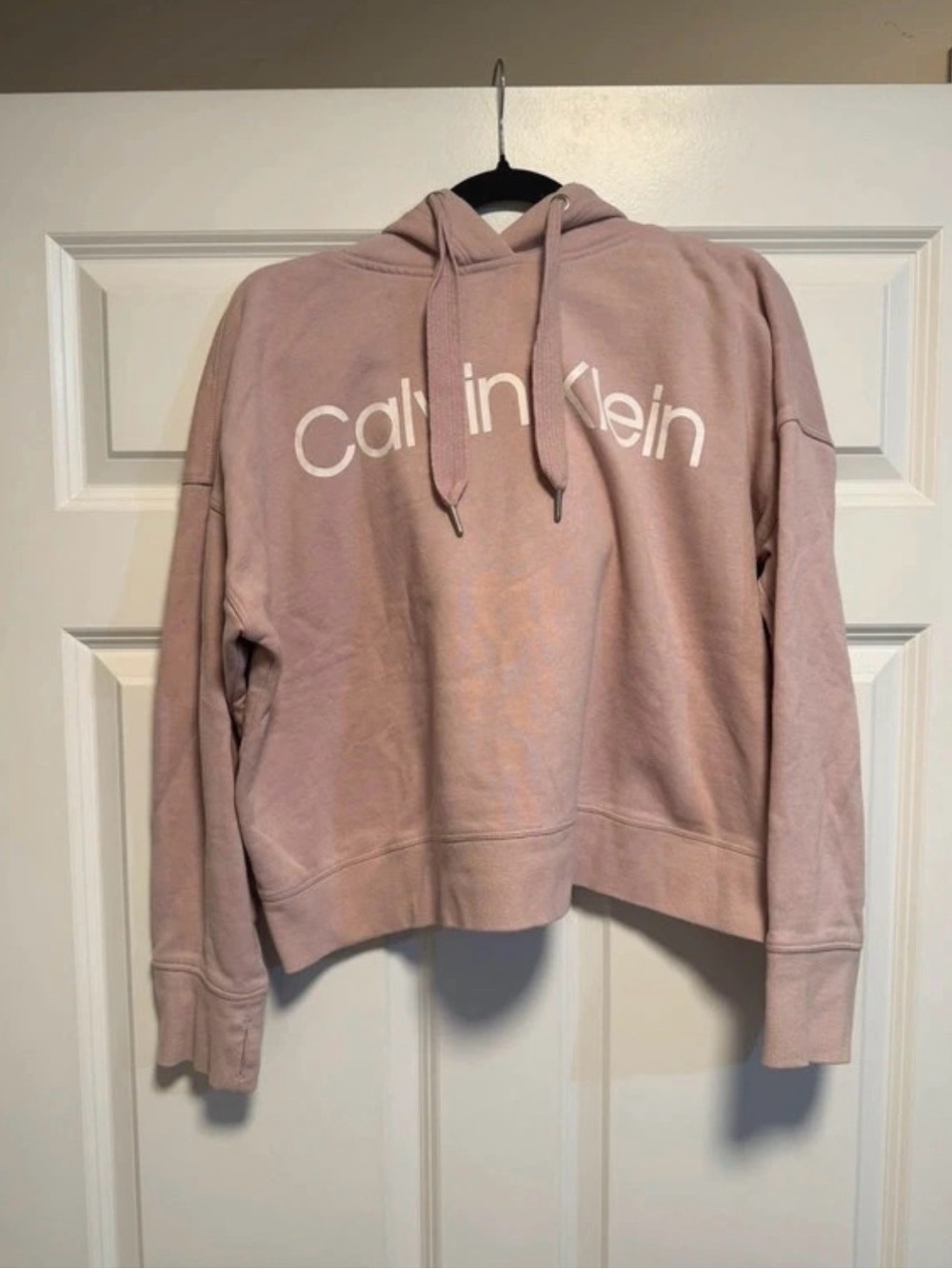 Calvin Klein Women's Dusty Pink Logo Hoodie Sweatshirt